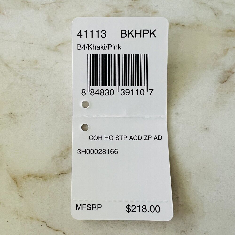 COACH Heritage Khaki Pink Stripe Accordion Zip Wallet In Signature Canvas - Picture 8 of 8